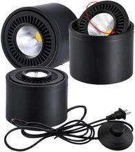 Load image into Gallery viewer, 5W LED Barrel Type  5.9ft On/Off Foot Pedal Switch Cord Wall Spotlight Black/White