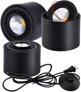 5W LED Barrel Type  5.9ft On/Off Foot Pedal Switch Cord Wall Spotlight Black/White