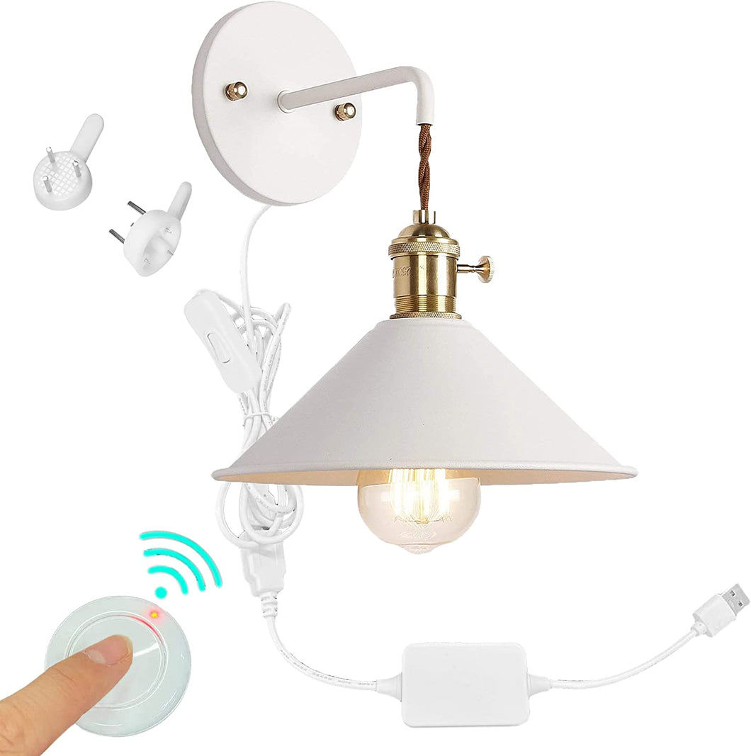 USB Wall Sconces with Remote Control Macaron Wall Lighting Button Cord