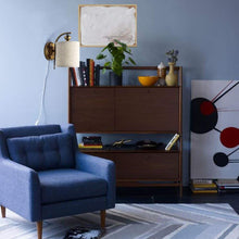Load image into Gallery viewer, Warm Brass Plug-in Wall Lamp with Fabric Shade