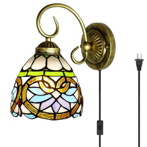 Copy of Plug-in Wall Lamp Tiffany Style E26 Base Glass Shade Wall Sconce