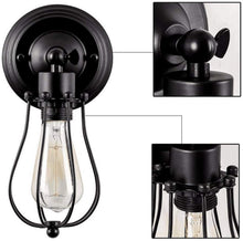 Load image into Gallery viewer, 1-Light Plug-in Industrial Cage Wall Sconce Black