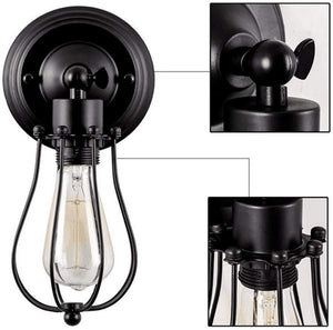 1-Light Plug-in Industrial Cage Wall Sconce Black