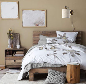 Warm Brass Plug-in Wall Lamp with Fabric Shade
