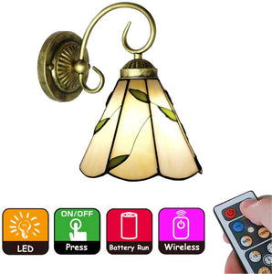 Battery Wireless Tiffany European Style Wall Sconce Remote Dimmable