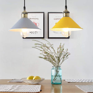 4-Pack 8.7" Metal Bulb Guard Iron Cone Light Holder Colourful Decorative Lamp Shade Macaron Grey