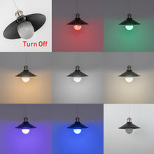 Load image into Gallery viewer, Rechargeable Battery Pendant Light  Bright Nickel Base Black Metal Shade Smart LED Bulbs With Remote