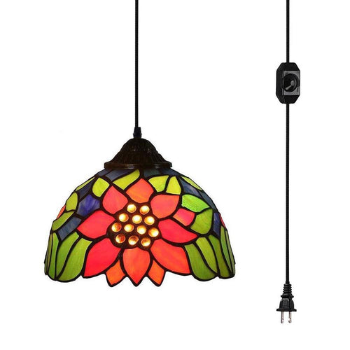 Plug-in Tiffany Style Sunflower Pendant Lamp