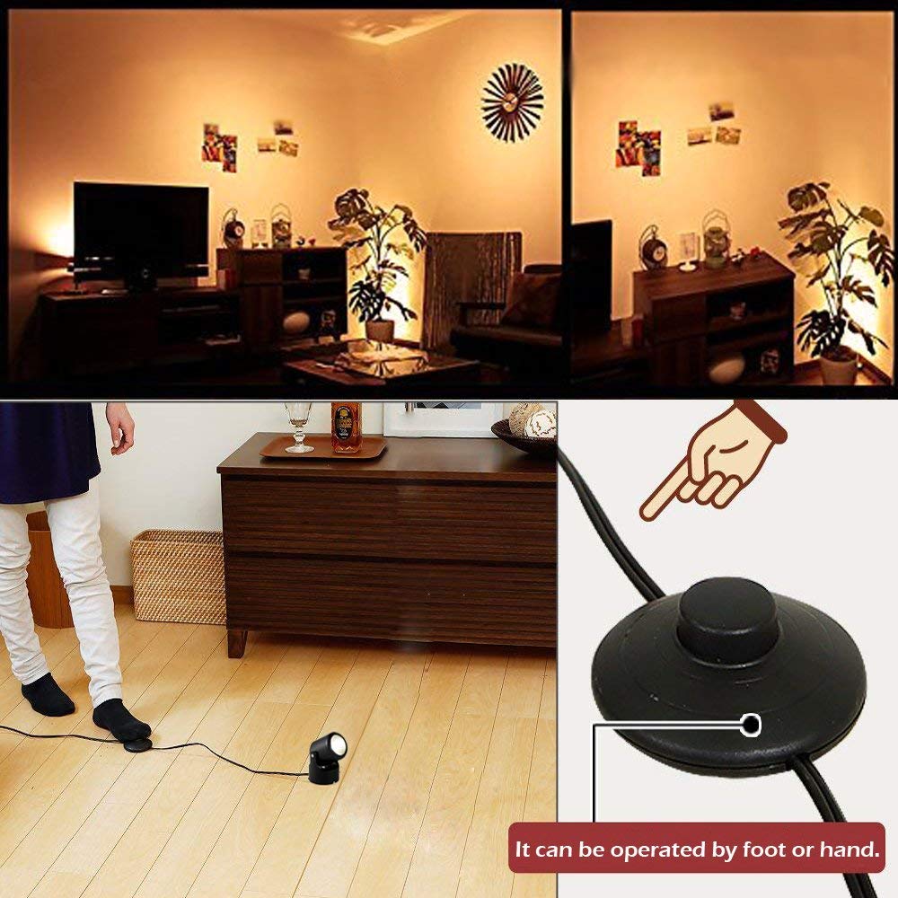 Mini Accent Uplight,foot switch(Black) – Nunu Lighting