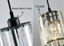 Load image into Gallery viewer, 3-Lights Indrustrial Matte Black Finish Crystal Pendant Light