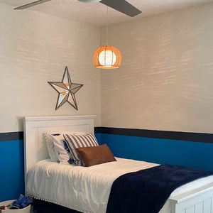 Rechargeable Battery Pendant Light Linen Rattan Shade Smart LED Bulbs with Remote