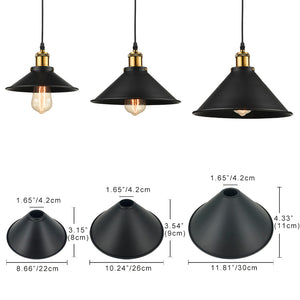 4-Pack 11.8" Iron Cone Lampshade Industrial Vintage Black Color