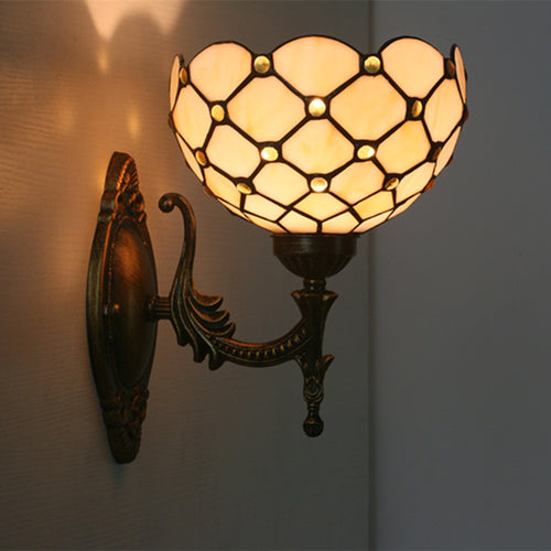 Hardwired Tiffany Style Wall Sconce Up Light Fixture for Bedroom Living Room