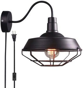 Vintage Wall lamp with Plug 1.8m Black Switch line