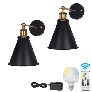 Battery Operated Wireless Vintage Wall Sconce with Smart Dimmable LED Bulb