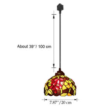 Load image into Gallery viewer, Tiffany Track Pendant Light, Multi-Colored Glass Lampshade