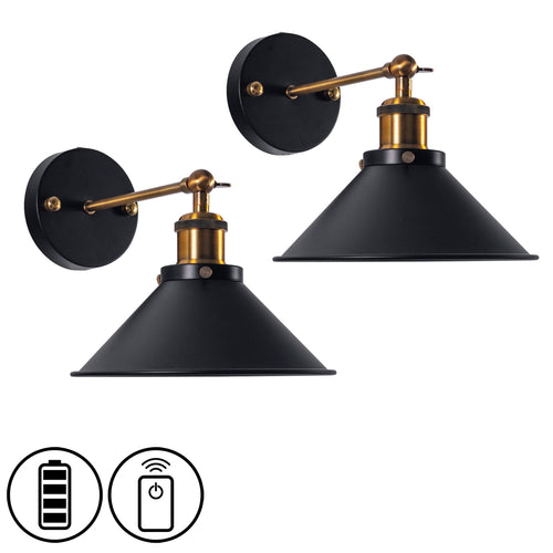 Battery Wireless Retro Wall Sconce Adjustable Arm Remote Dimmable Decorative Light