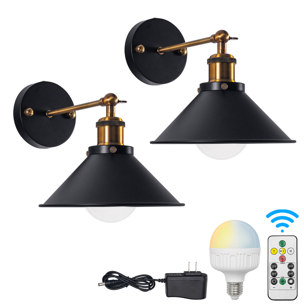 Battery Wireless Retro Wall Sconce Arm Remote Dimmable Deco Nunu Lighting