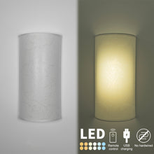 Load image into Gallery viewer, Wireless Rechargeable LED Wall Sconce USB Port Charging with Remote Half-cylinder Shade