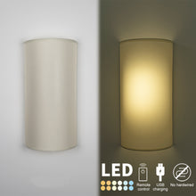 Load image into Gallery viewer, Wireless Rechargeable LED Wall Sconce USB Port Charging with Remote Half-cylinder Shade