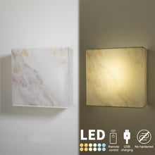 Load image into Gallery viewer, Wireless Rechargeable LED Wall Sconce USB Port Charging with Remote Square Shade