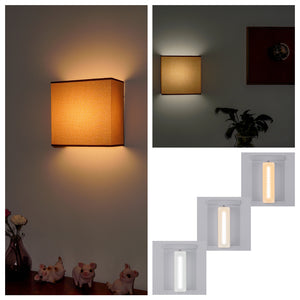 Wireless Rechargeable LED Wall Sconce USB Port Charging with Remote Square Shade