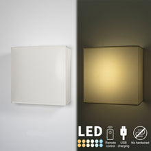 Load image into Gallery viewer, Wireless Rechargeable LED Wall Sconce USB Port Charging with Remote Square Shade