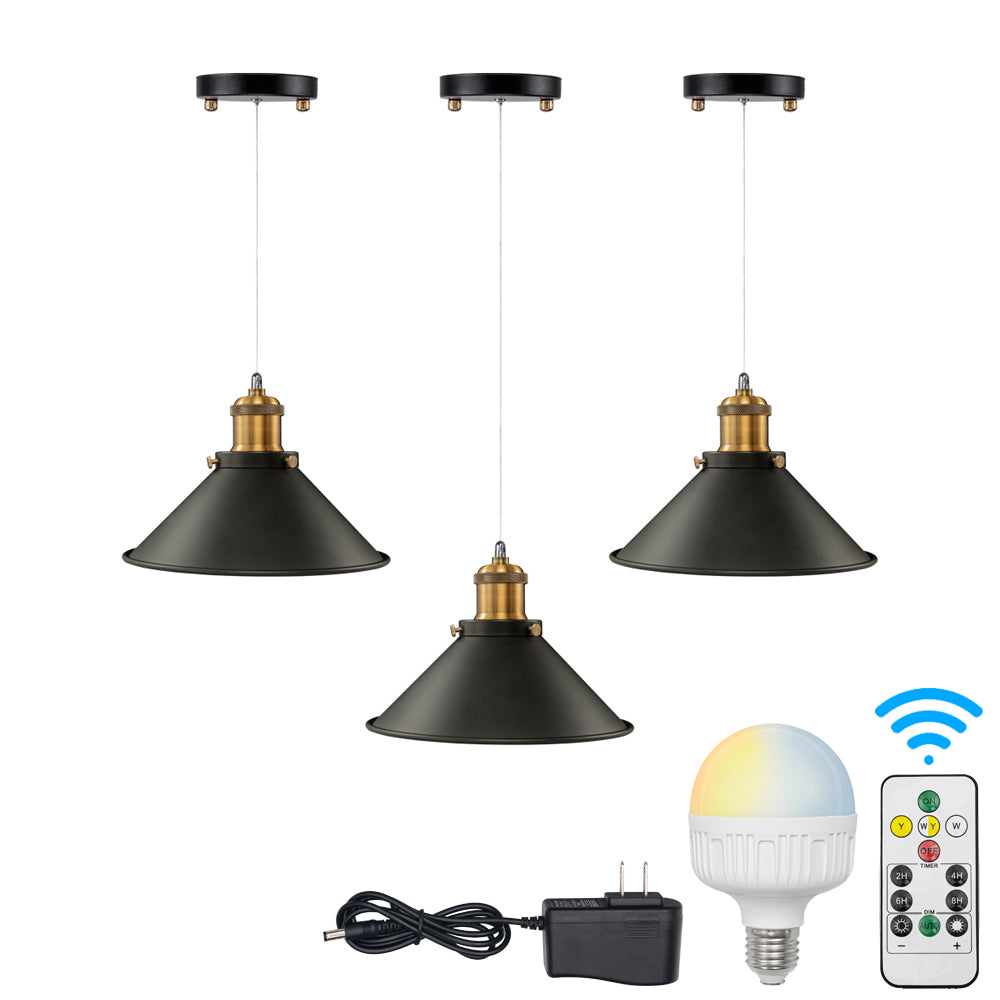 Battery Operated Pendant Light with Adjustable Iron Cable 8.7