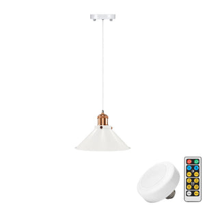 Battery Operated Pendant Light with Adjustable Iron Cable 8.7" Cone Shade
