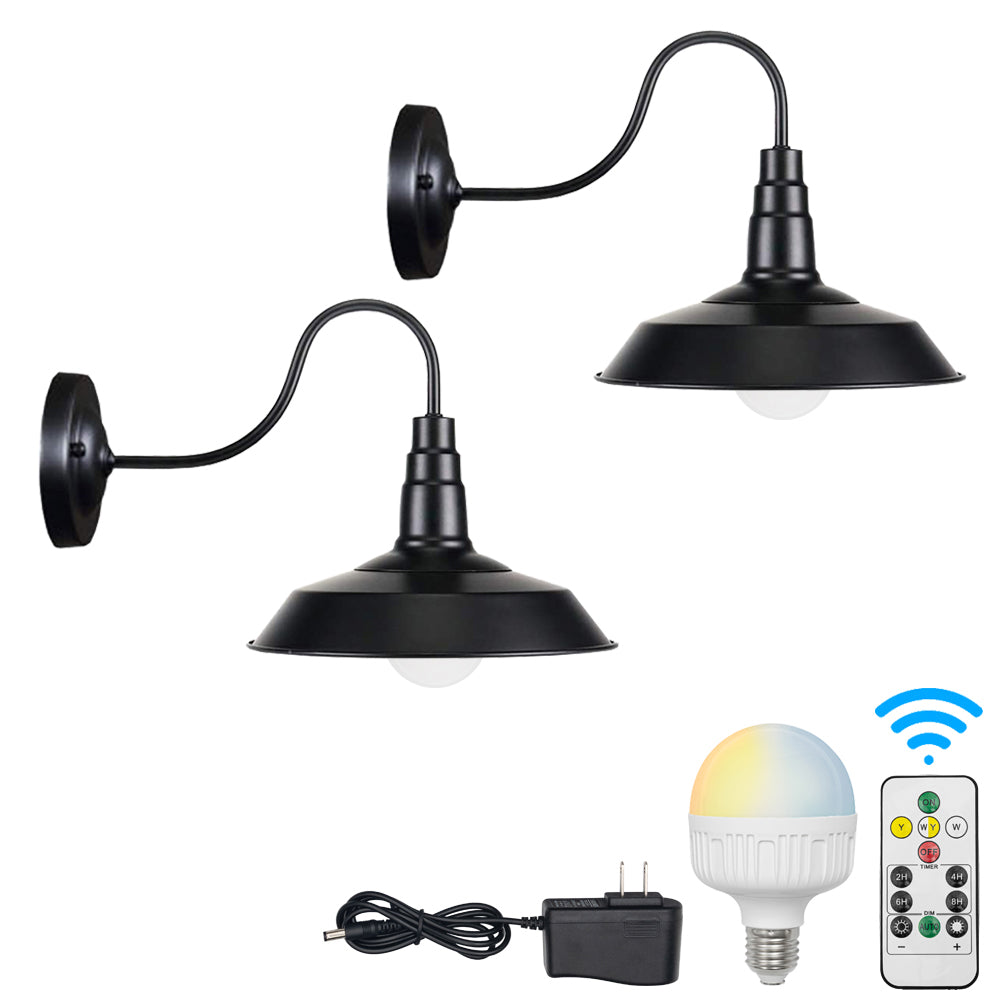 Battery Wireless Gooseneck Stem Wall Sconce Remote Dimmable LED 10