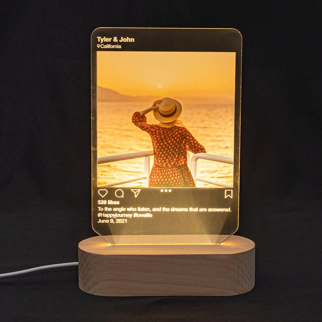 Instagram Style Acrylic Led Lamp with Personalized Photo Anniversary Gift