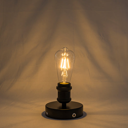 Cordless Table Lamp Chargable 3.7V LED Light Remote Retro Design Black Metal