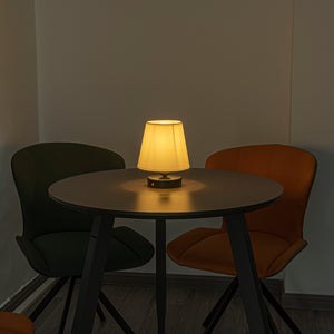 Cordless Table Lamp Chargable 3.7V LED Light Remote Vintage Design Black Metal Cloth Shade