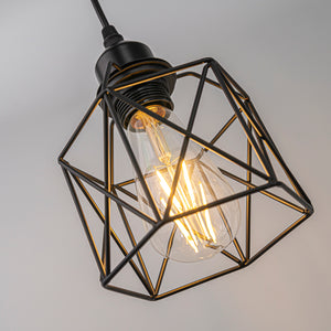 Track Pendant Lights Freely Adjustable Cord Hollow Metal Cage Black Shade