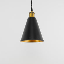 Load image into Gallery viewer, Track Pendant Lights Freely Adjustable Gold Inner Black Outer Metal Shade Matt Brass Finish Base Loft Hallway Lamp