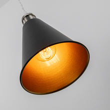 Load image into Gallery viewer, Track Pendant Lights Freely Adjustable Gold Inner Black Outer Metal Shade Bright Nickel Base Loft Hallway Lamp