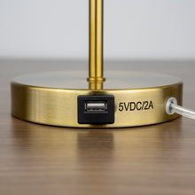 Load image into Gallery viewer, Table Lamp Base with USB Port Brushed Steel Stick Accent with Pull Chain