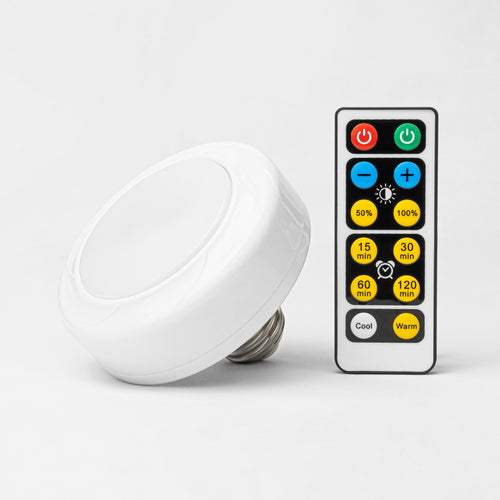 Battery LED Puck Bulb E26 Lamp Holder with Remote Control
