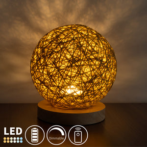 Cordless Battery Table Lamp Dimmable LED Night Light with Remote