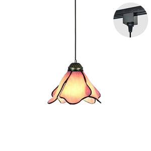 Track Pendant Lights Mediterranean Style Pink Flower Shade