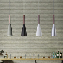 Load image into Gallery viewer, Track Light Wooden Socket Pendant Black/White Shade 1pc