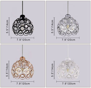 Track Light Pendant Crystal Black/White/Silver/Golden Globe Cage Lamp 1pc