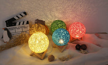 Load image into Gallery viewer, Motion Sensor LED Table Lamp with USB Port Rattan Light