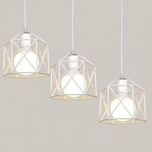 Track Light Pendants Iron Square Cage Golden/White 1pc