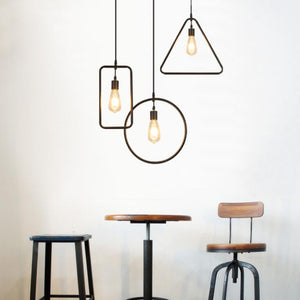 Track Light Pendant Geometric Iron Shape Simple Nordic Loft Pendant Light