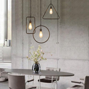 Track Light Pendant Geometric Iron Shape Simple Nordic Loft Pendant Light