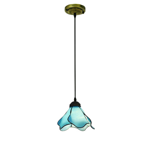 Ceiling Pendant Lights Mediterranean Style Blue Flower Shade