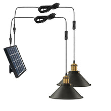 Load image into Gallery viewer, Solar Power Pendant Iron Cone Retro Light with LED Bulb Button Switch