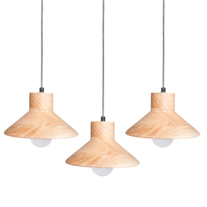 Track Light Pendant Wooden Cone Shade Fixture