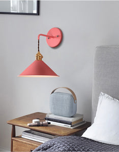 Rechargeable Smart LED Bulbs With Remote Cordless Pink Metal Shade Modern Design Wall Sconces